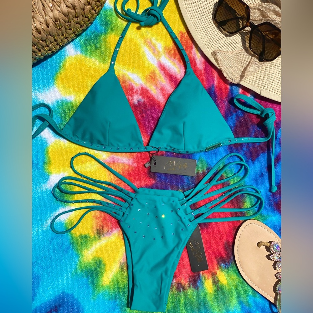 Sexy Teal Swavorski Crystal bikini